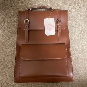 Brown Ecosusi laptop bag with removable backpack straps
